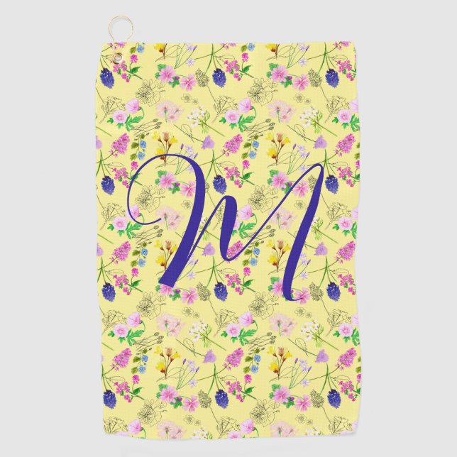 Toalla De Golf Flores silvestres delgadas de amarillo claro. Pers (Anverso)