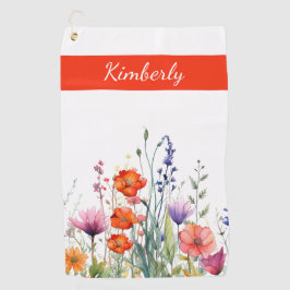 Toalla De Golf Flores silvestres personalizadas acuarela vibrante