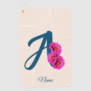 Toalla De Golf Flores Zinnia Monograma Inicial A Personalizado