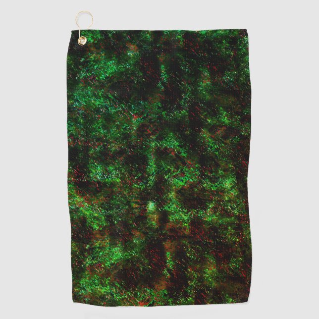 Toalla De Golf Fluctuación de puntos oscuros en verde llamativo (Anverso)