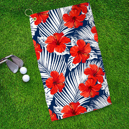 Toalla De Golf Foliage Rojo Floral Tropical Hibiscus