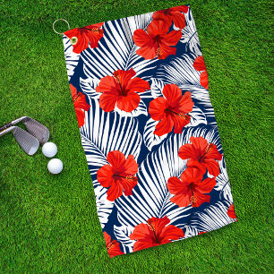 Toalla De Golf Foliage Rojo Floral Tropical Hibiscus