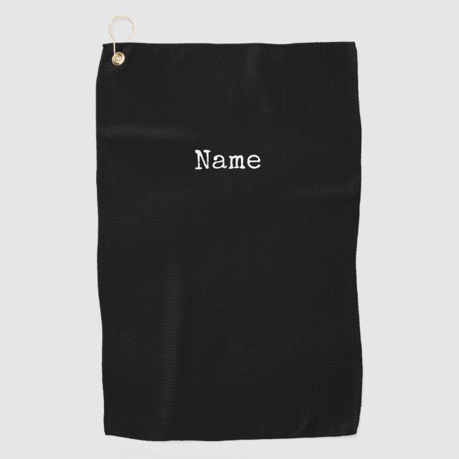 Toalla De Golf Fondo negro con texto personalizado (Anverso)