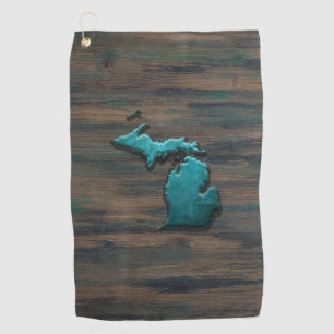 Toalla De Golf Forma de estado de Michigan Verde azulada