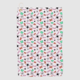 Toalla De Golf Formas atómicas retro Naranja rosa y verde