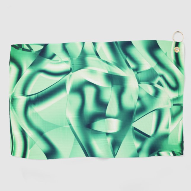 Toalla De Golf Formas verdes curvadas de tonos acrílicos y de men (Horizontal)
