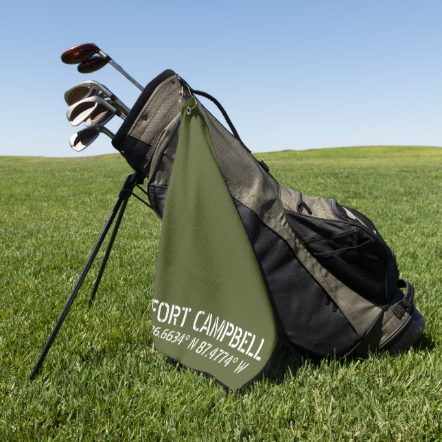 Toalla De Golf Fort Campbell Latitud Longitud (Verde)