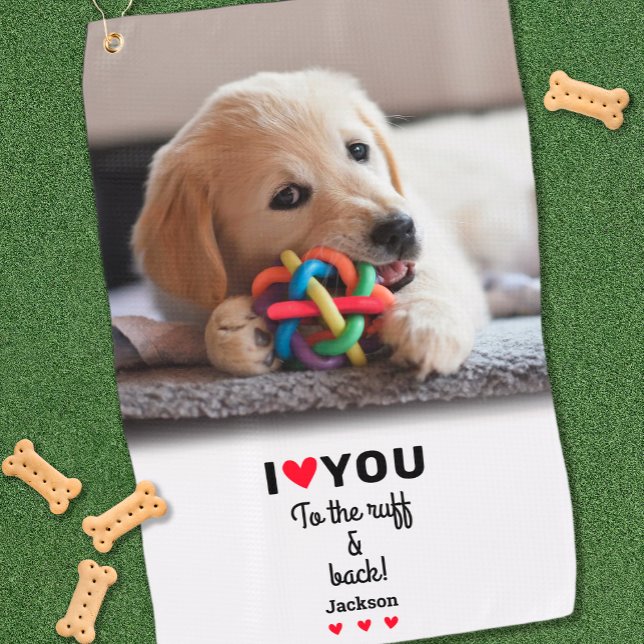 Toalla De Golf Foto de Perro Divertido Te Amo hasta el Pelo y de  (Fun Dog Photo I Love You To The Ruff & Back Name Golf Towel Gift From the Dog)