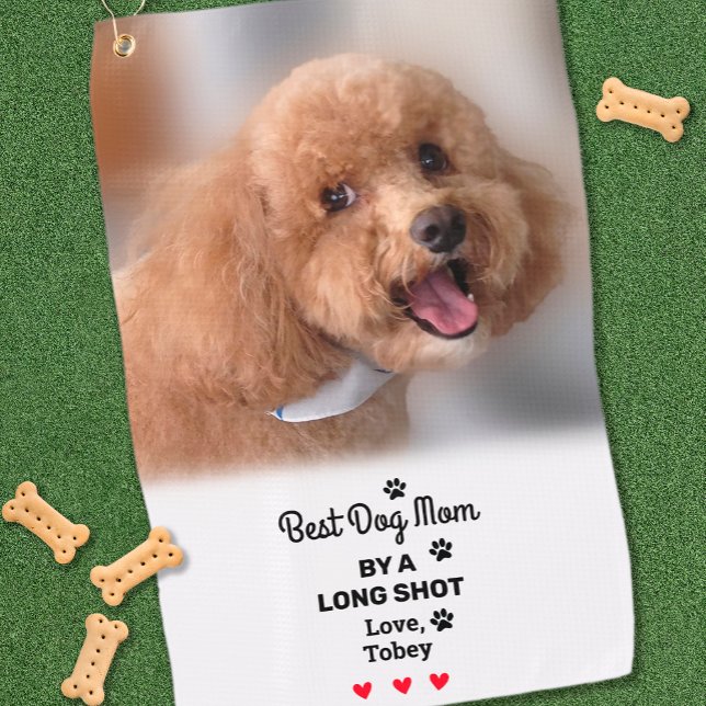 Toalla De Golf Foto de perro Mejor Mamá Nombre Golfer Divertido P (Dog Photo Best Mom Name Golfer Fun Dog Lover Cute Golf Towel)