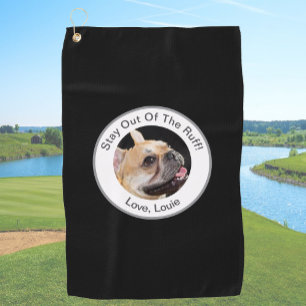 Toalla De Golf Foto de perro personalizada divertida negra de per