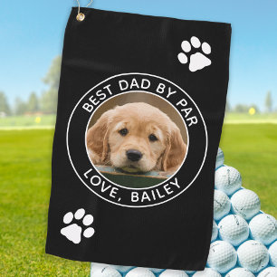 Toalla De Golf Foto De Perro personalizado Mejor Papá De Par Blac