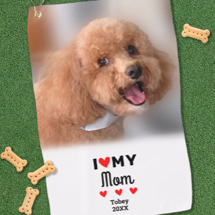 Toalla De Golf Foto divertida de perro amo corazón a mi mamá depo