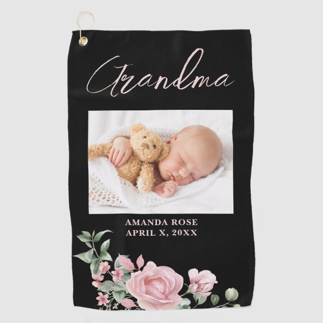 Toalla De Golf Foto floral de la abuela rosa (Anverso)