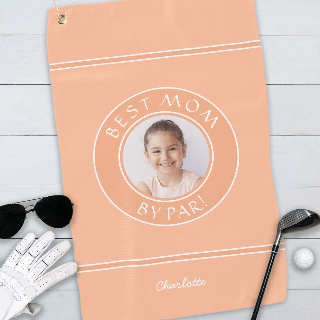 Toalla De Golf Foto Mejor Mamá De Par Elegant Sports Golfer Peach (Photo Best Mom By Par Elegant Sports Golfer Peach Golf Towel)