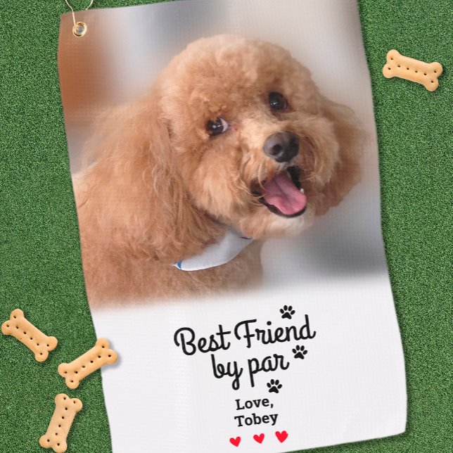 Toalla De Golf Foto Perro Mejor Amigo De Par Fun BFF Gracioso Mod (Dog Photo Best Friend By Par Fun BFF Funny Modern Golf Towel)