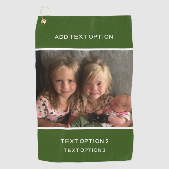 Toalla De Golf Foto personal personalizada en verde (Anverso)