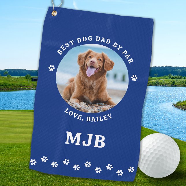 Toalla De Golf Foto personalizada Dog Best Dad ever Blue (Subido por el creador)