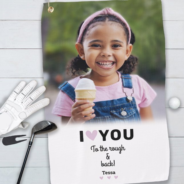 Toalla De Golf Foto Personalizada Te Amo Hasta la Aspereza y de R (Custom Photo I Love You To The Rough & Back Name Golf Towel)
