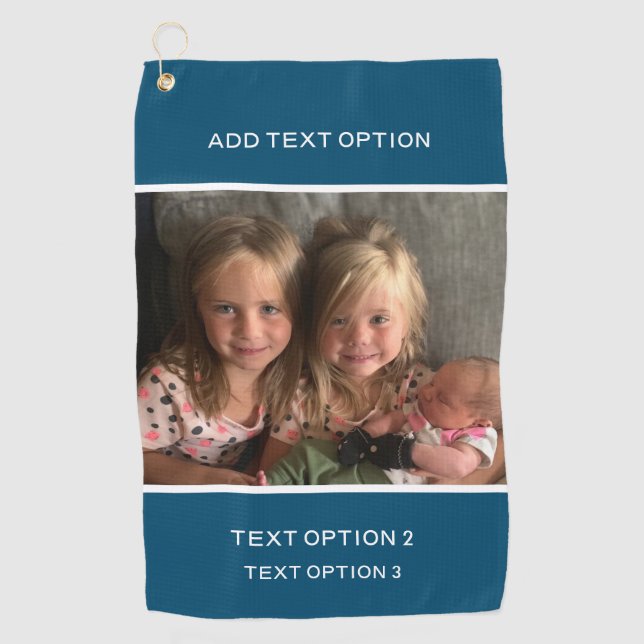 Toalla De Golf Foto Personalizado personalizado azul oscuro (Anverso)