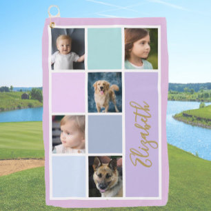Toalla De Golf Fotos familiares con plantilla personalizada de bl