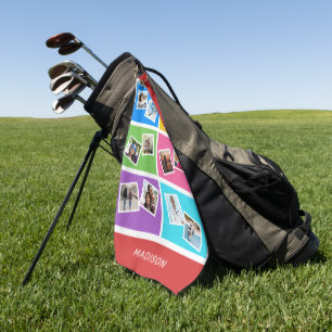 Toalla De Golf Fotos personalizados y nombre Colorful