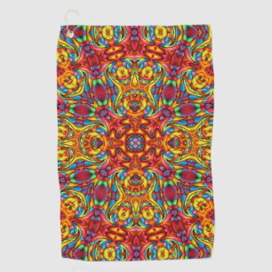 Toalla De Golf Fractal Kaleidoscope rojo Freaky Tiki