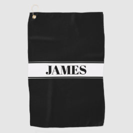 Toalla De Golf Frania Negra y Blanca con Nombre Personalizado