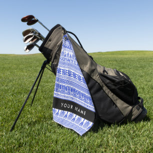Toalla De Golf Fret griego, llave de meandro mixta, azul, tu nomb