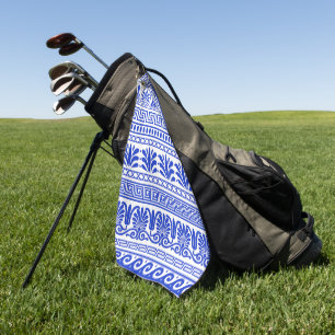 Toalla De Golf Fret griego, patrón mediterráneo, azul