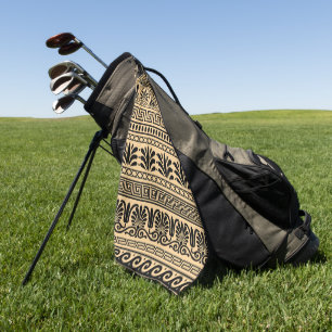 Toalla De Golf Fret griego, patrón mediterráneo, marrón