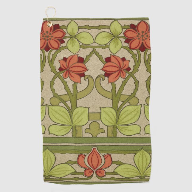 Toalla De Golf Frieze Border Art Nouveau Floral (Anverso)