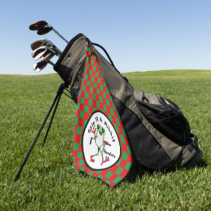 Toalla De Golf Frog Golfing Grip It y Ribbit Red & Green Checks