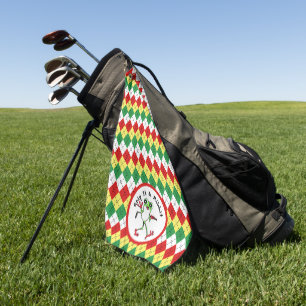 Toalla De Golf Frog Golfing Grip It y Ribit Green Red Argyle