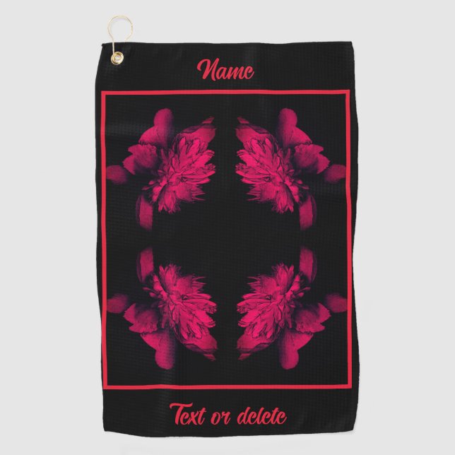 Toalla De Golf Fuchsia Peony Resumen Floral Personalizado (Anverso)