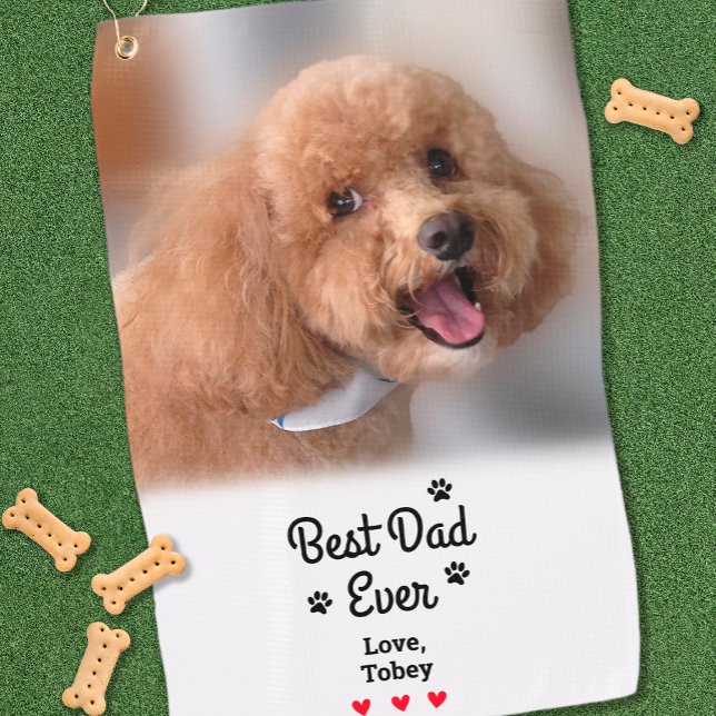 Toalla De Golf  Fun Best Dog Dad Ever Photo Custom Photo Name (Fun Best Dog Dad Ever Photo Custom Photo Name Golf Towel)