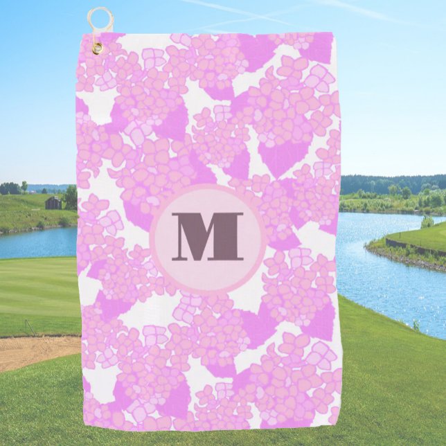 Toalla De Golf Fun Cute rosa preppy personalizado floral  monogra (Subido por el creador)