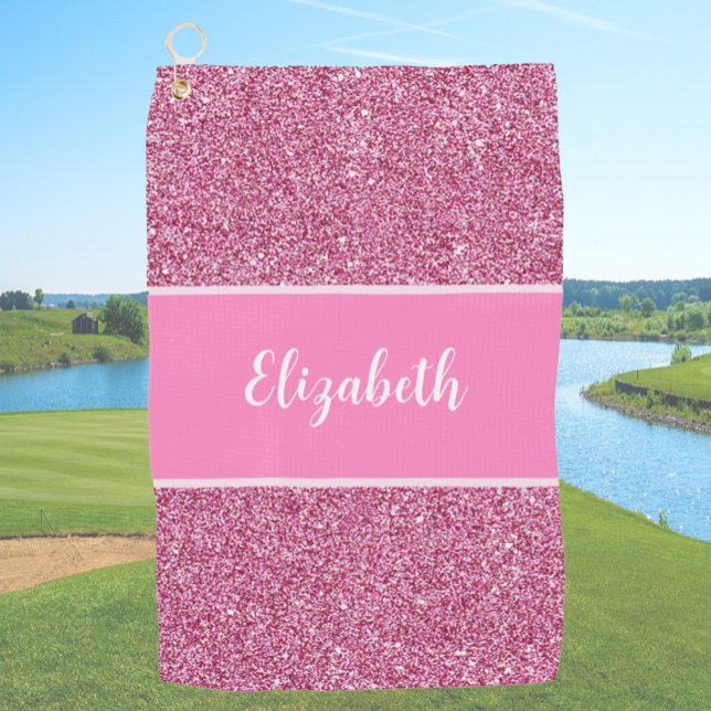 Toalla De Golf Fun Cute rosa preppy purpurina nombre personalizad (Subido por el creador)