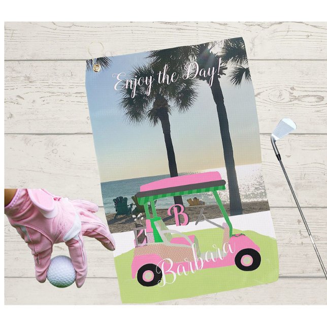 Toalla De Golf Fun Fem Golf Cart Beach Monograma (Subido por el creador)