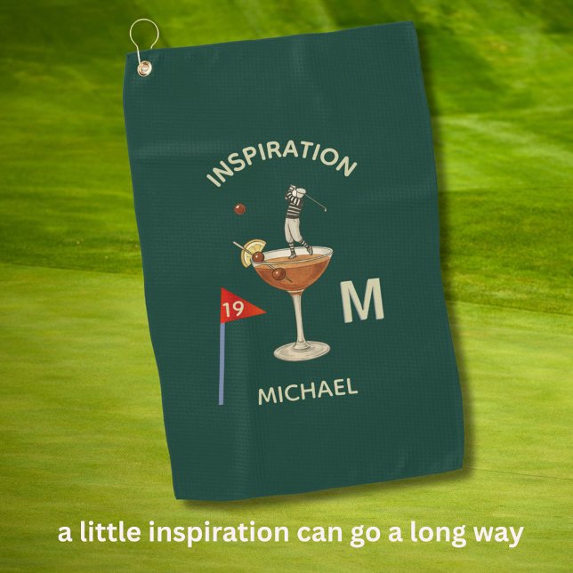 Toalla De Golf Fun Inspirational 19th Hole Cocktail Monogram Name (Subido por el creador)