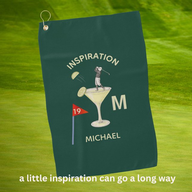Toalla De Golf Fun Inspirational 19th Hole Cocktail Monogram Name (Subido por el creador)