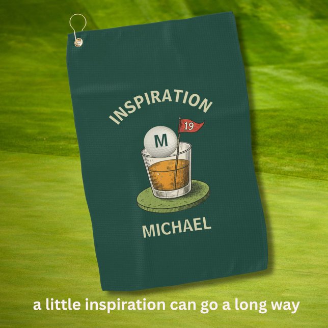 Toalla De Golf Fun Inspirational 19th Hole Drink Monogram Name (Subido por el creador)