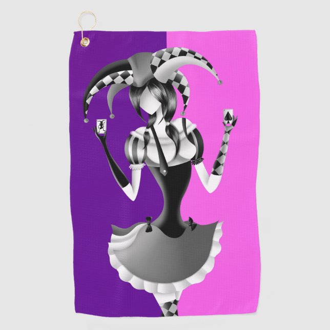Toalla De Golf Fun Poker Jugando Jester (Anverso)