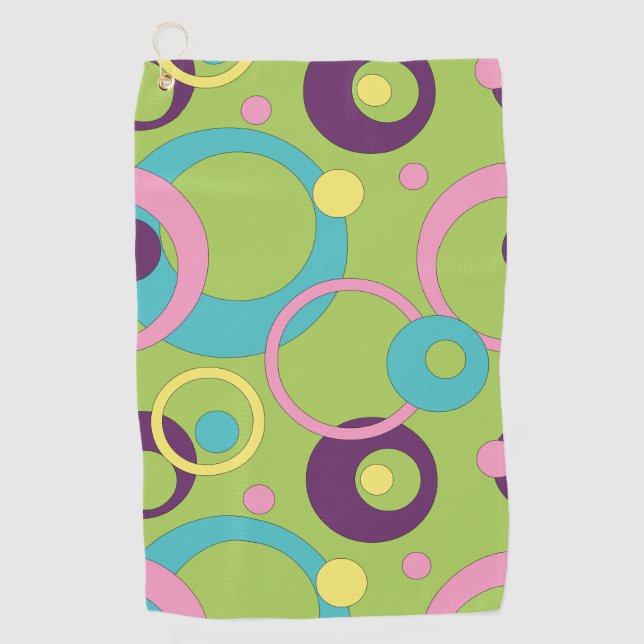 Toalla De Golf Funky Green Circles Golf Toque (Anverso)