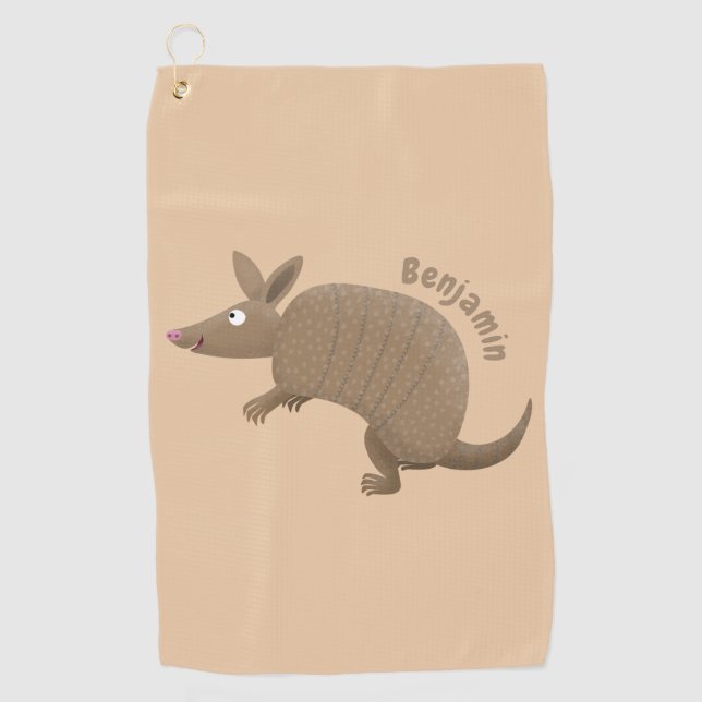 Toalla De Golf Funny armadillo feliz personalizado ilustracion (Anverso)