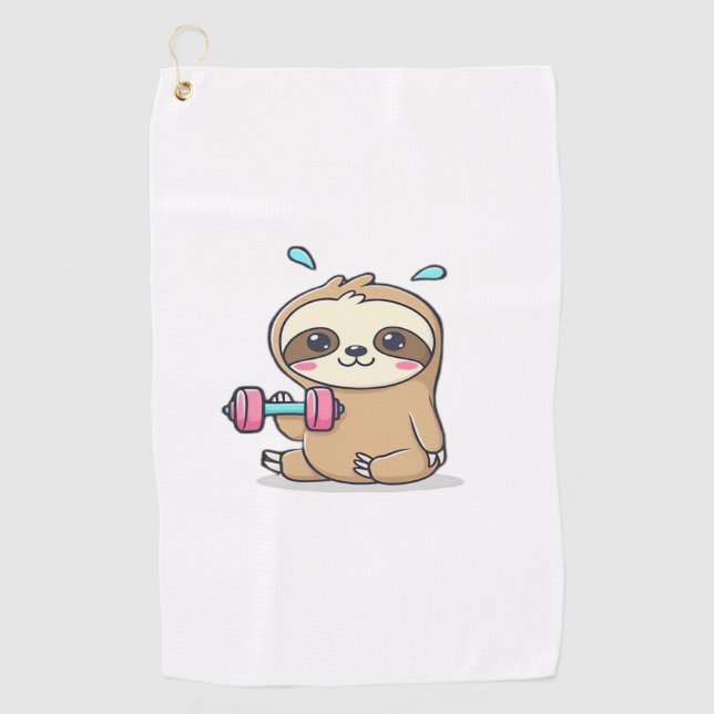 Toalla De Golf Funny Chibi Sloth Workout Cute Kawaii Gym Personal (Anverso)
