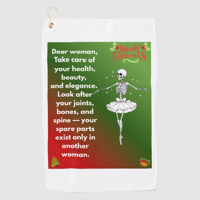 Toalla De Golf Funny Christmas Skeleton Wishes for woman Holiday  (Anverso)