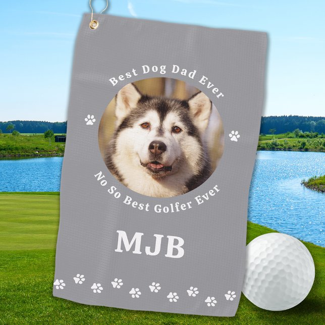 Toalla De Golf Funny DOG DAD Personalizado Foto Golfer Monogram (Subido por el creador)