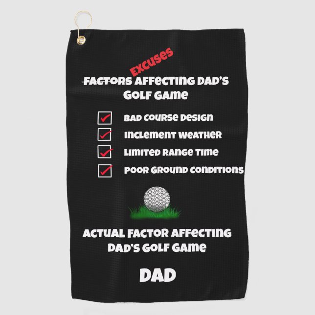 Toalla De Golf Funny Excusas Clásicas de Blanco y Negro (Anverso)