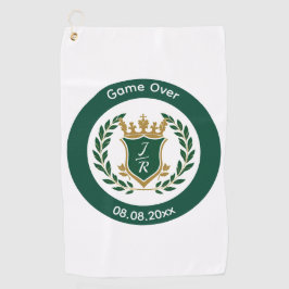 Toalla De Golf Funny "Game Over" Wedding Monogram Crest Classic