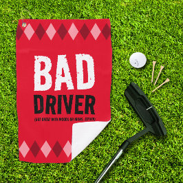 Toalla De Golf Funny Red Argyle Bad Driver ...